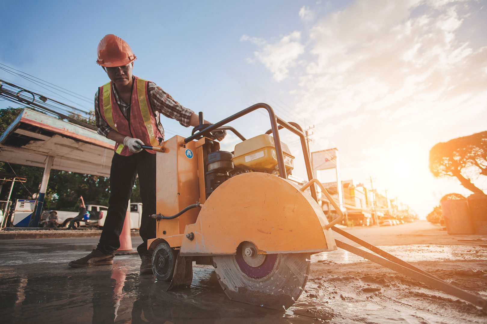 Concrete saw-cutting process